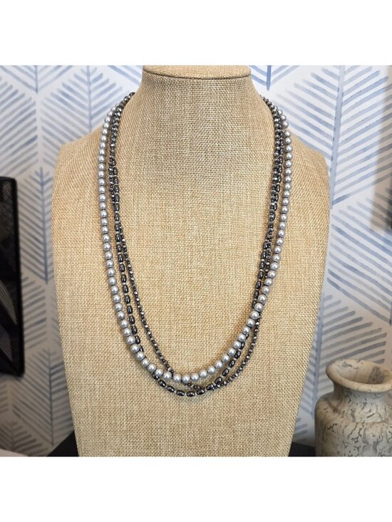 Silpada Jewelry - Silpada Sterling Silver & Gray Multi Strand Beaded 24" Chain Necklace